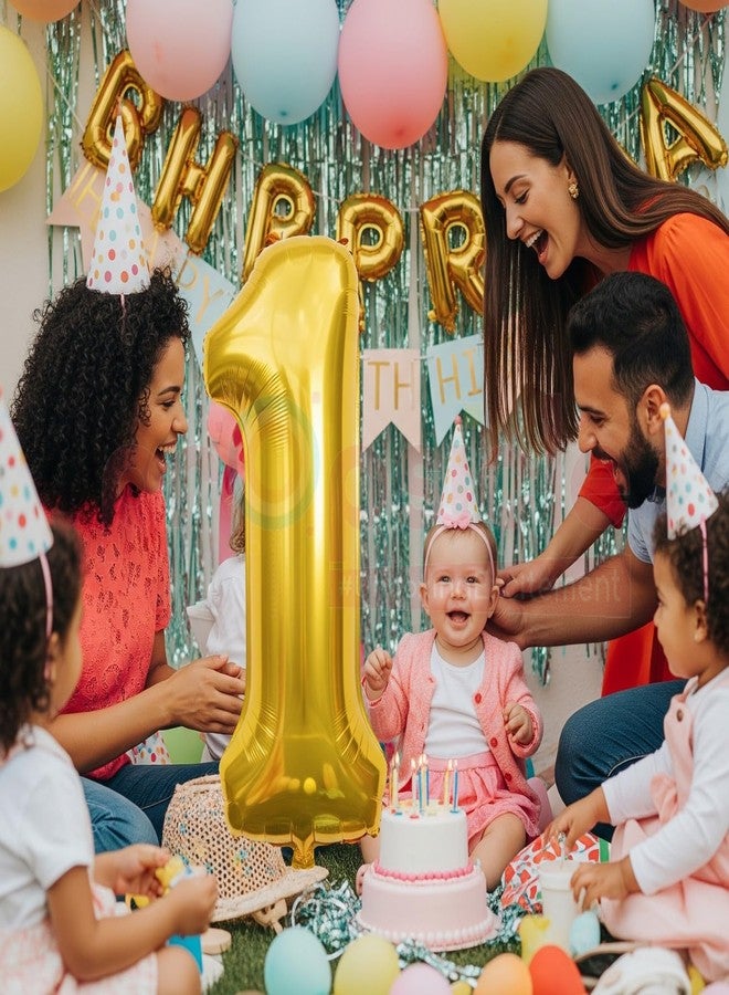 بروبسيكل بالون هيليوم ذهبي اللون من بروبسيكل، مقاس 32 بوصة، على شكل رقم 1، لتزيين حفلات أعياد الميلاد | بالونات عيد ميلاد/ذكرى سنوية | رقم واحد - Image 5